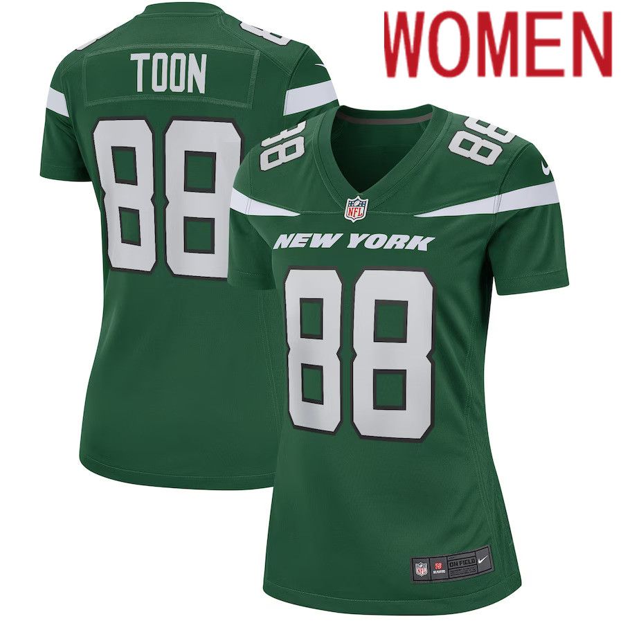 Women New York Jets #88 Al Toon Nike Gotham Green Game Retired Player NFL Jersey->women nfl jersey->Women Jersey